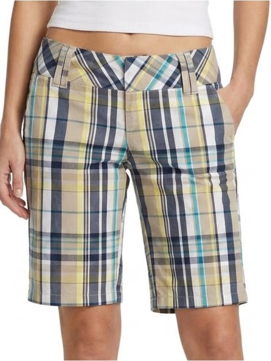 Space Girls Pants - Plaid Low Rise Bermuda Shorts